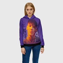Толстовка-худи женская Niletto на фиолетовом фоне, цвет: 3D-черный — фото 2