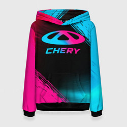 Толстовка-худи женская Chery - neon gradient, цвет: 3D-черный