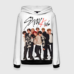 Толстовка-худи женская Stray Kids white background, цвет: 3D-черный