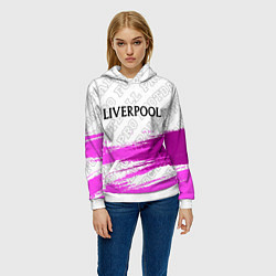 Толстовка-худи женская Liverpool pro football: символ сверху, цвет: 3D-белый — фото 2