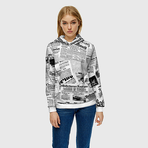 Женская толстовка Газетный коллаж / 3D-Белый – фото 3