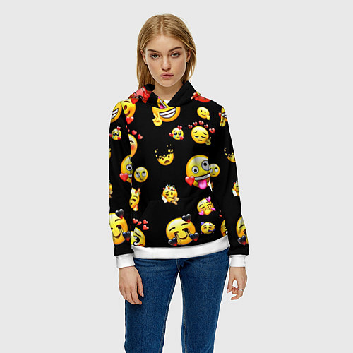 Женская толстовка Влюбленные смайлы / 3D-Белый – фото 3