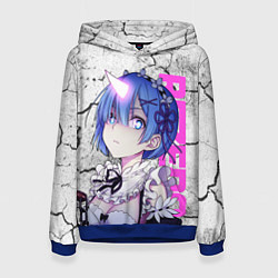 Толстовка-худи женская Ре Зеро - Рем - Режим берсерк, цвет: 3D-синий