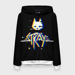 Толстовка-худи женская Stray glitch logo, цвет: 3D-белый