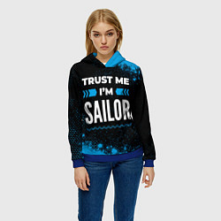Толстовка-худи женская Trust me Im sailor dark, цвет: 3D-синий — фото 2