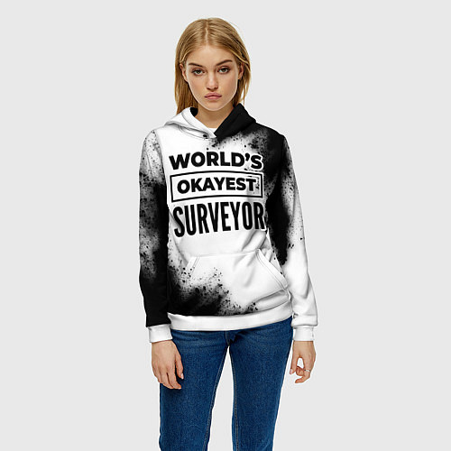 Женская толстовка Worlds okayest surveyor - white / 3D-Белый – фото 3