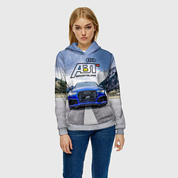 Толстовка-худи женская Audi ABT - sportsline на трассе, цвет: 3D-меланж — фото 2