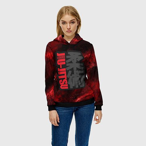 Женская толстовка Jiu-Jitsu Bazilian Black-Red / 3D-Черный – фото 3