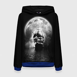 Толстовка-худи женская Корабль в ночи, цвет: 3D-синий