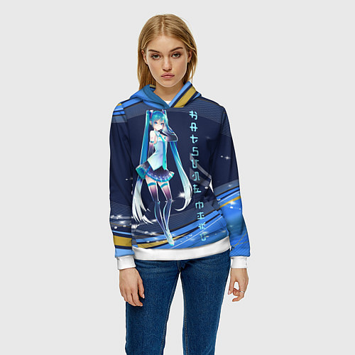 Женская толстовка Хацуне Мику - вокалоид / 3D-Белый – фото 3