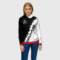 Толстовка-худи женская Мерседес - АМГ - Краски, цвет: 3D-красный — фото 2