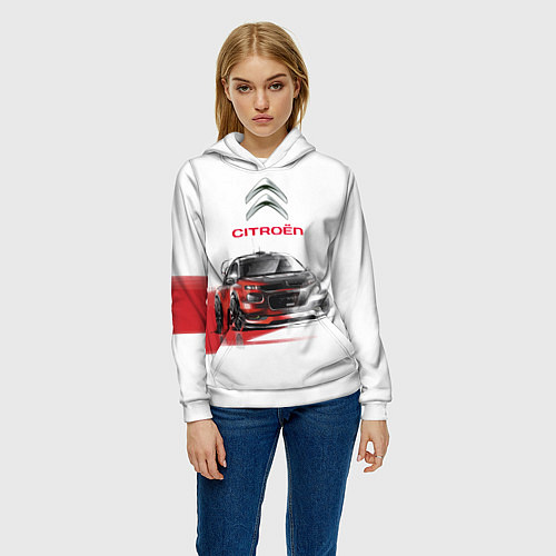 Женская толстовка Ситроен спорт - эскиз / 3D-Белый – фото 3