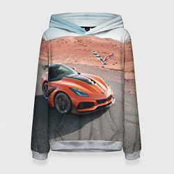 Толстовка-худи женская Chevrolet Corvette - Motorsport - Desert, цвет: 3D-меланж