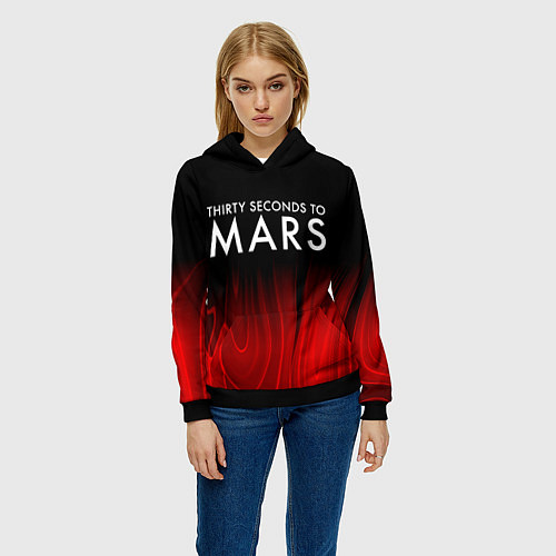 Женская толстовка Thirty Seconds to Mars red plasma / 3D-Черный – фото 3