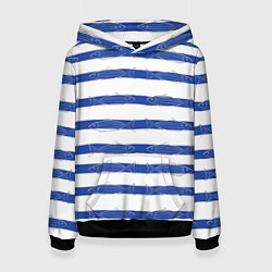 Толстовка-худи женская Рыбы в полоску, цвет: 3D-черный