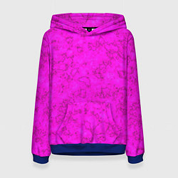 Толстовка-худи женская Розовый яркий неоновый узор с мраморной текстурой, цвет: 3D-синий