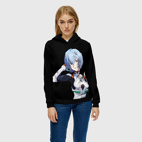 Женская толстовка Евангелион - Аянами Рэй / 3D-Черный – фото 3