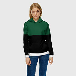 Толстовка-худи женская Серьёзный Зелёный, цвет: 3D-белый — фото 2