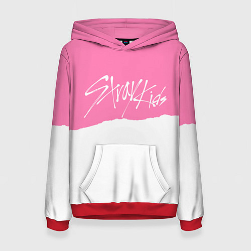 Женская толстовка Stray Kids pink and white / 3D-Красный – фото 1