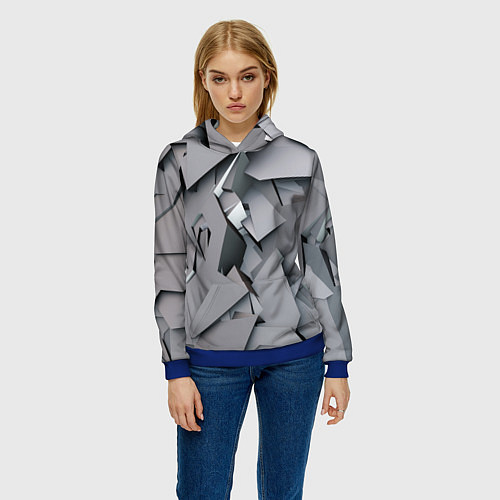 Женская толстовка Металлическая хаотичная броня / 3D-Синий – фото 3