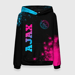 Толстовка-худи женская Ajax - neon gradient: надпись, символ, цвет: 3D-черный