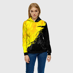 Толстовка-худи женская Black and yellow, цвет: 3D-черный — фото 2