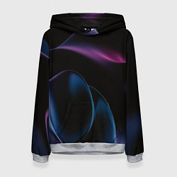 Толстовка-худи женская Абстрактные фиолетовые волны, цвет: 3D-меланж