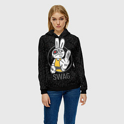 Толстовка-худи женская SWAG, bad rabbit, merry Christmas, цвет: 3D-черный — фото 2