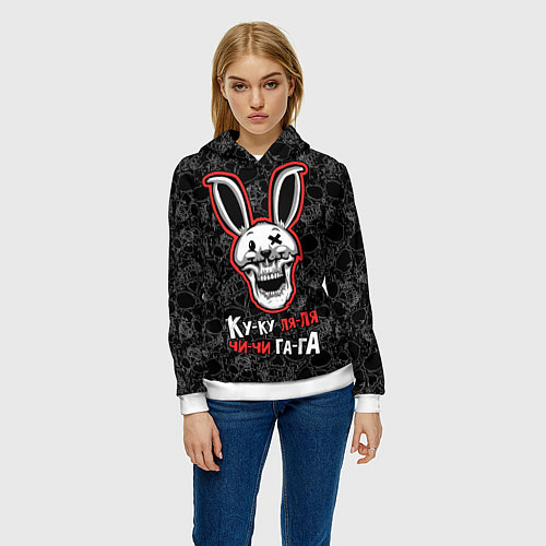 Женская толстовка Ку-ку ля-ля, чи-чи, га-га / 3D-Белый – фото 3