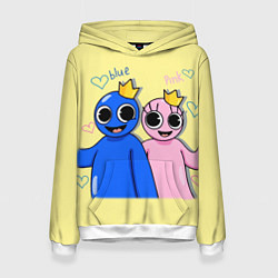 Толстовка-худи женская Радужные друзья: Синий и Розовая, цвет: 3D-белый