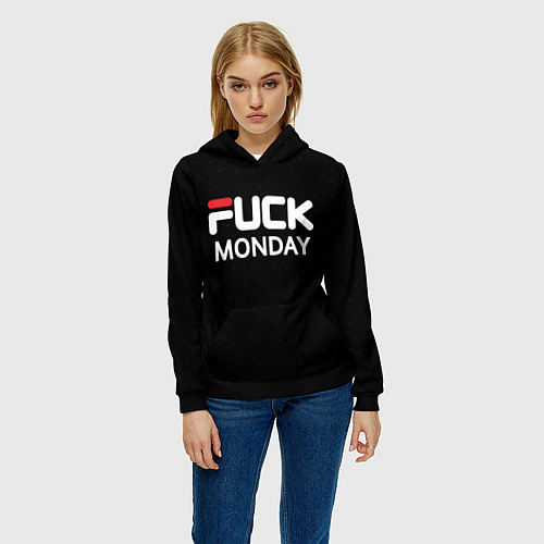 Женская толстовка Fuck monday - antibrand, fila / 3D-Черный – фото 3