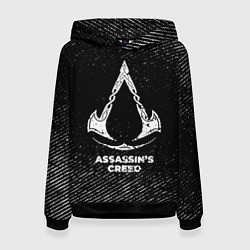 Толстовка-худи женская Assassins Creed с потертостями на темном фоне, цвет: 3D-черный