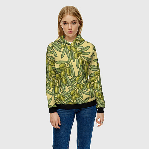 Женская толстовка Винтажные ветви оливок / 3D-Черный – фото 3