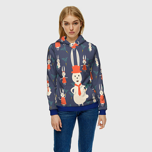 Женская толстовка Семья крольчат / 3D-Синий – фото 3