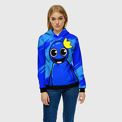 Толстовка-худи женская Радужные друзья: веселый Синий, цвет: 3D-черный — фото 2