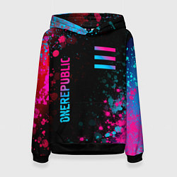 Толстовка-худи женская OneRepublic - neon gradient: надпись, символ, цвет: 3D-черный