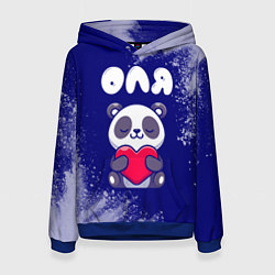 Толстовка-худи женская Оля панда с сердечком, цвет: 3D-синий