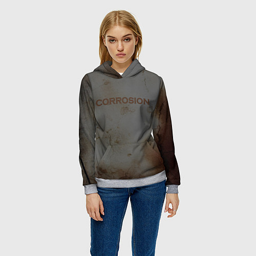 Женская толстовка Corrosion - рыжая ржавчина / 3D-Меланж – фото 3
