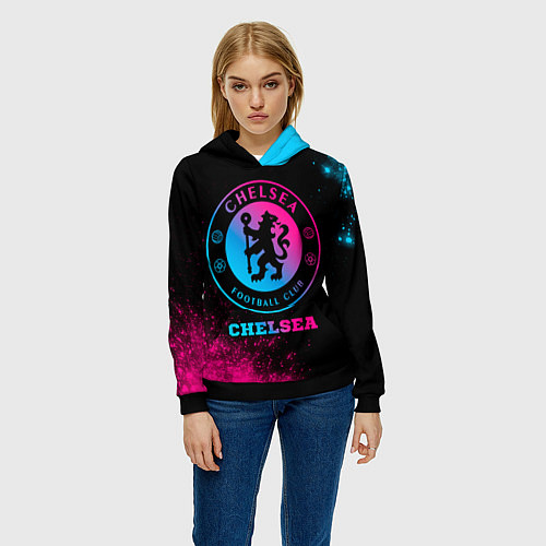 Женская толстовка Chelsea - neon gradient / 3D-Черный – фото 3