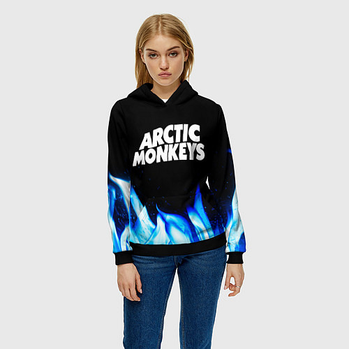 Женская толстовка Arctic Monkeys blue fire / 3D-Черный – фото 3