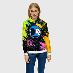 Толстовка-худи женская Rainbow Friends: Blue, цвет: 3D-белый — фото 2