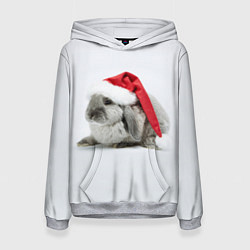 Толстовка-худи женская Рождественский кролик - 2023, цвет: 3D-меланж