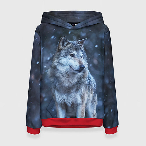 Женская толстовка Лесной волк / 3D-Красный – фото 1