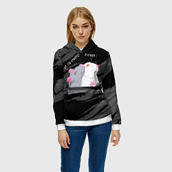 Толстовка-худи женская Да, ты крыса мем, цвет: 3D-белый — фото 2