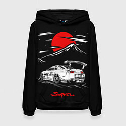 Толстовка-худи женская Тойота супра - JDM Style, цвет: 3D-черный