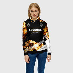 Толстовка-худи женская Arsenal legendary sport fire, цвет: 3D-черный — фото 2