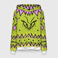 Толстовка-худи женская Новогодний свитер Гринча, цвет: 3D-белый