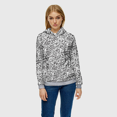 Женская толстовка Новогодний узор леттеринг надписи / 3D-Меланж – фото 3