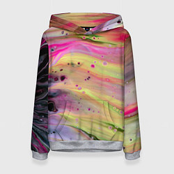 Толстовка-худи женская Растекающиеся краски, цвет: 3D-меланж