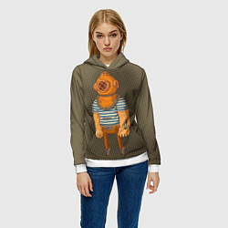 Толстовка-худи женская Моряк-водолаз, цвет: 3D-белый — фото 2